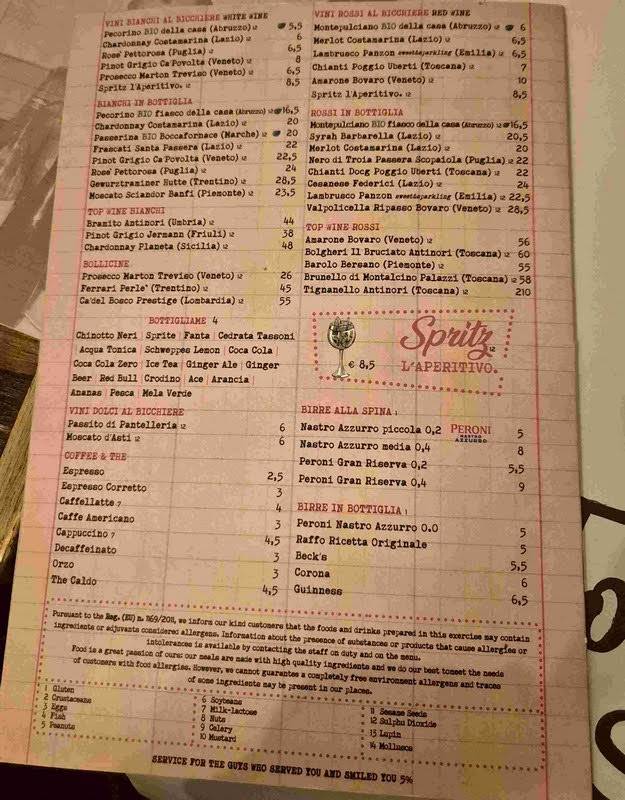 Menu di Tonnarello San Pietro 