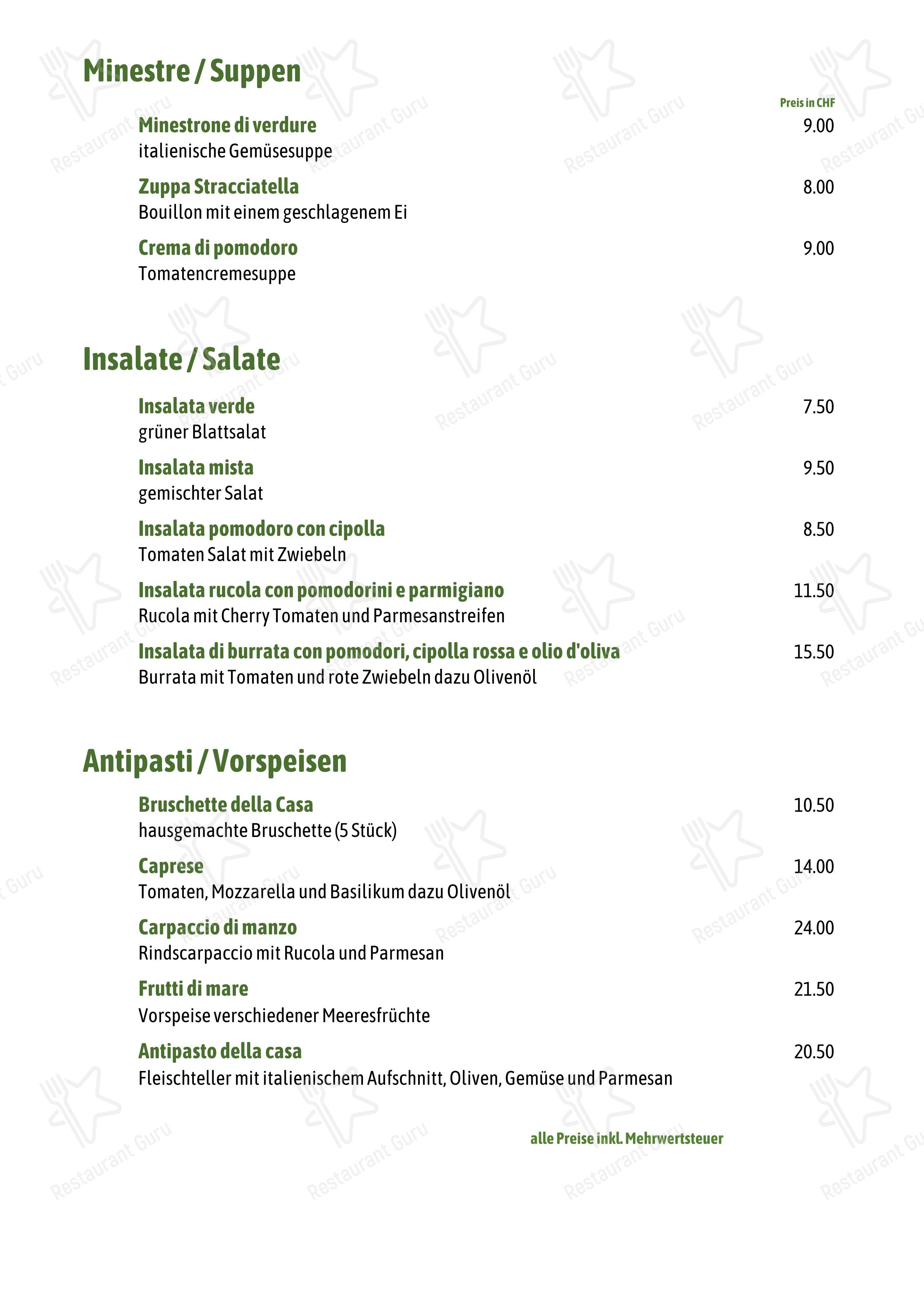 Menu bar per Pizzeria Trattoria Mammarosa ristorante