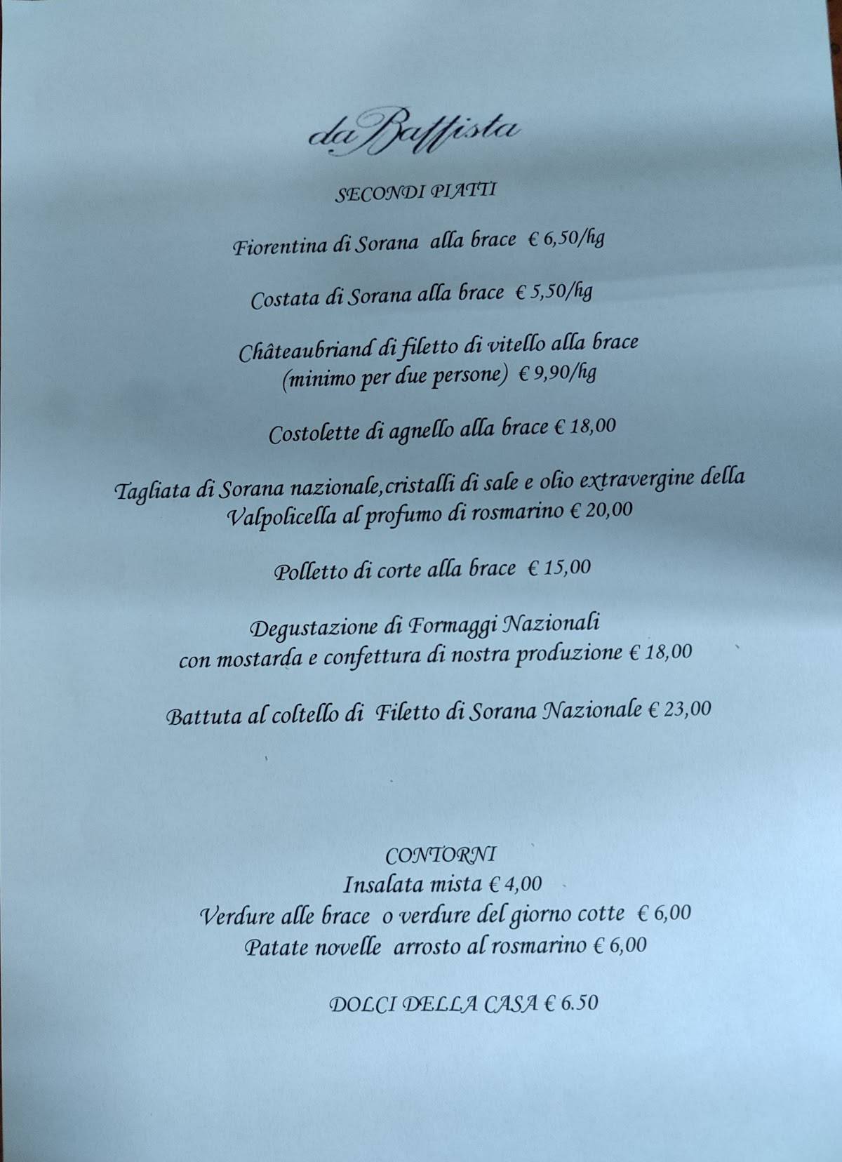 Menu di Trattoria da Battista 