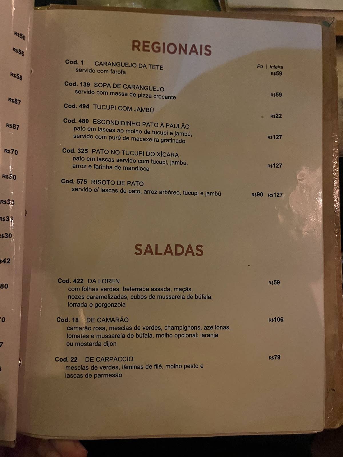 Xícara da Silva cardápio