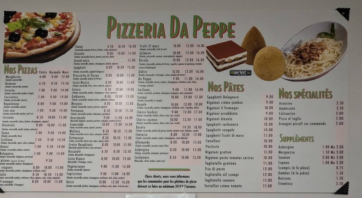 Menu de Pizzeria da Peppe