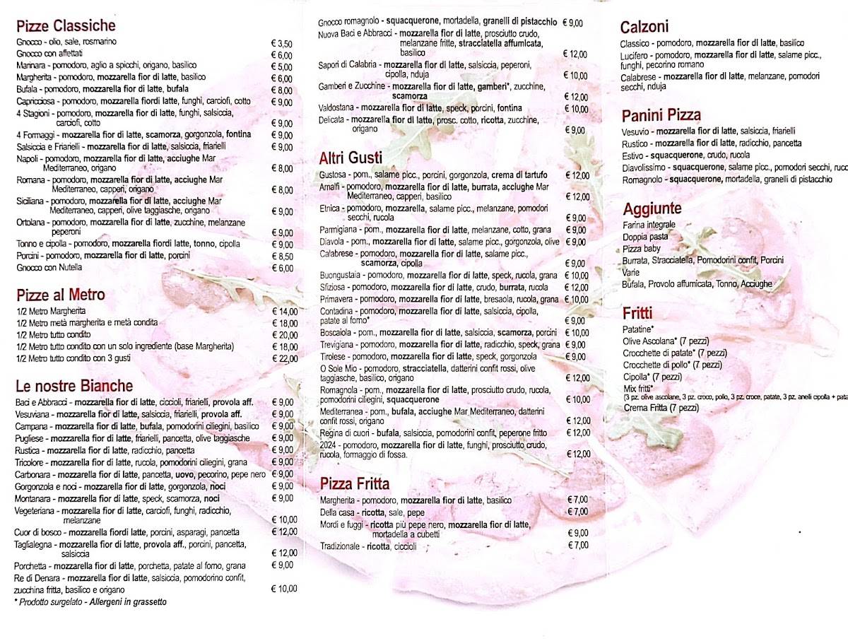 Menu di Pizzeria da asporto Baci Abbracci 