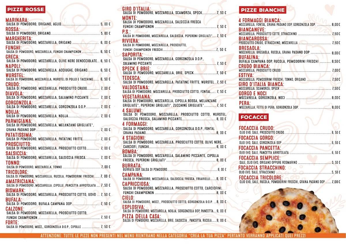 Menu di Pizzeria del borgo 