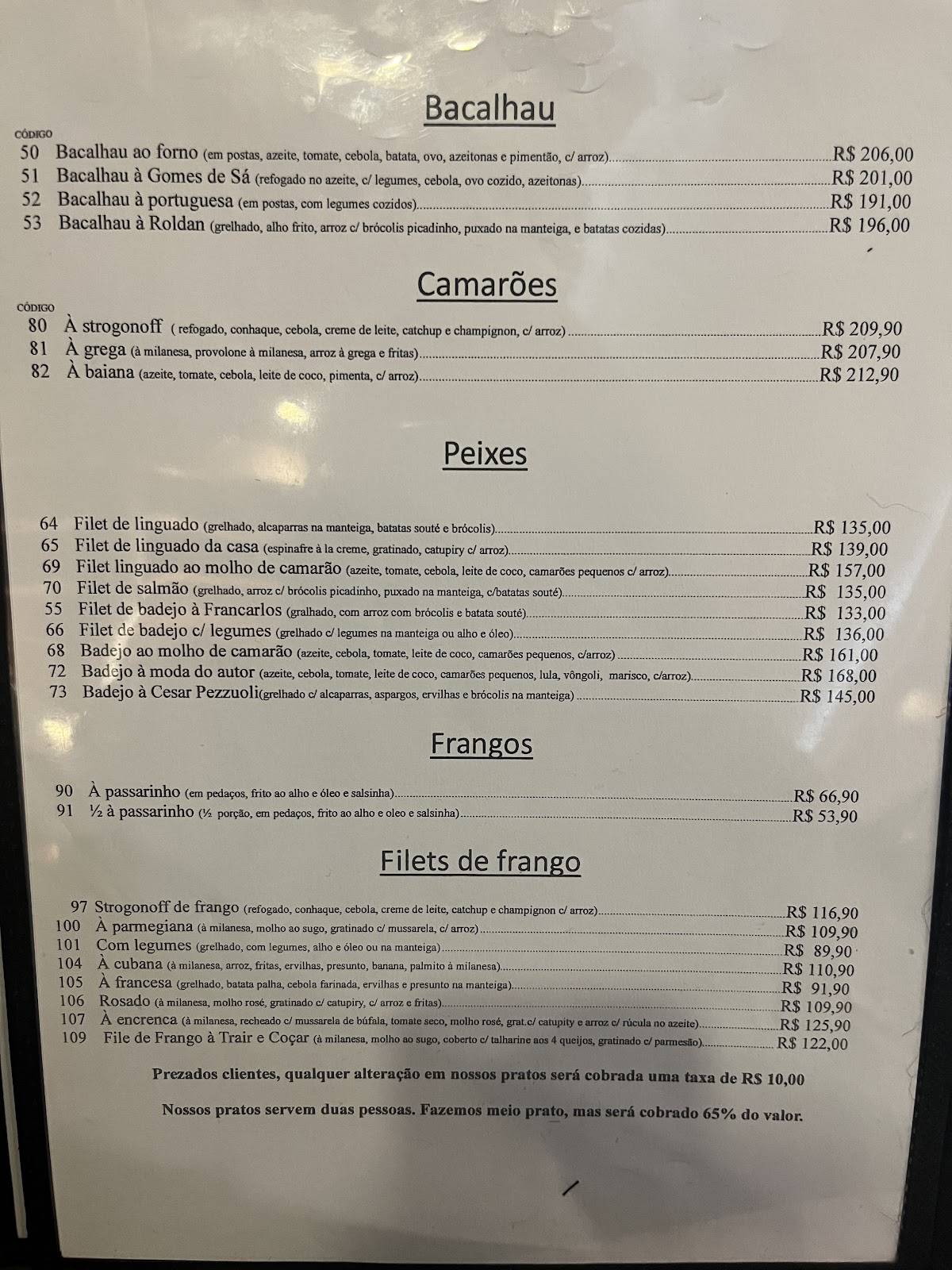 Planeta's Restaurante cardápio