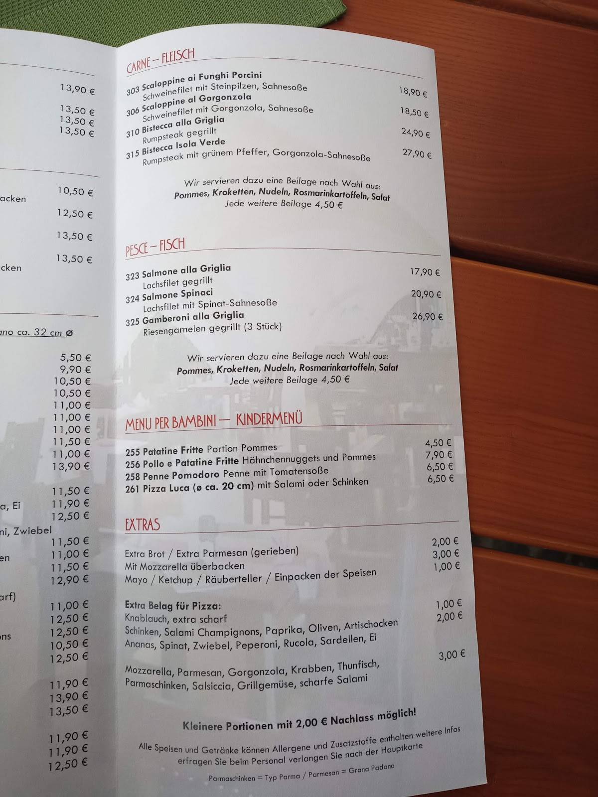 Speisekarte von Ristorante Da Angelo restaurant, Plauen, Alter Teich 7