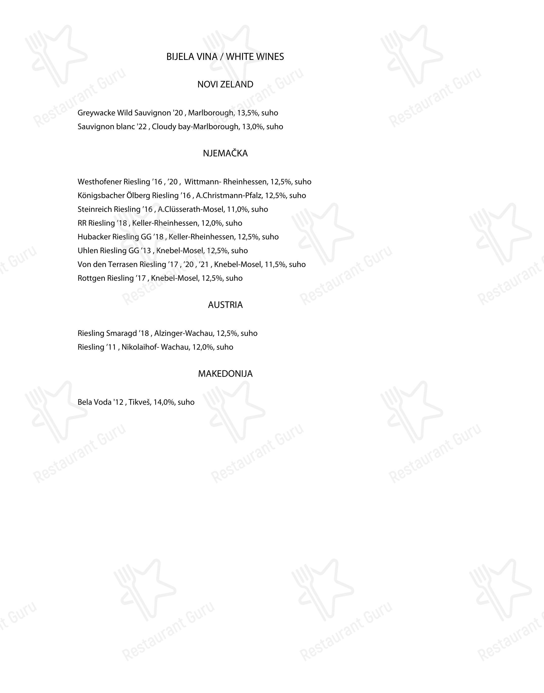 Menu per Plavi podrum ristorante