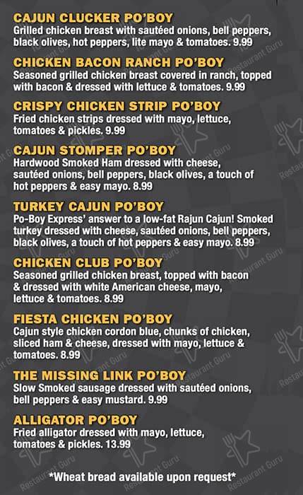 Po-Boy Express - Alexandria menu