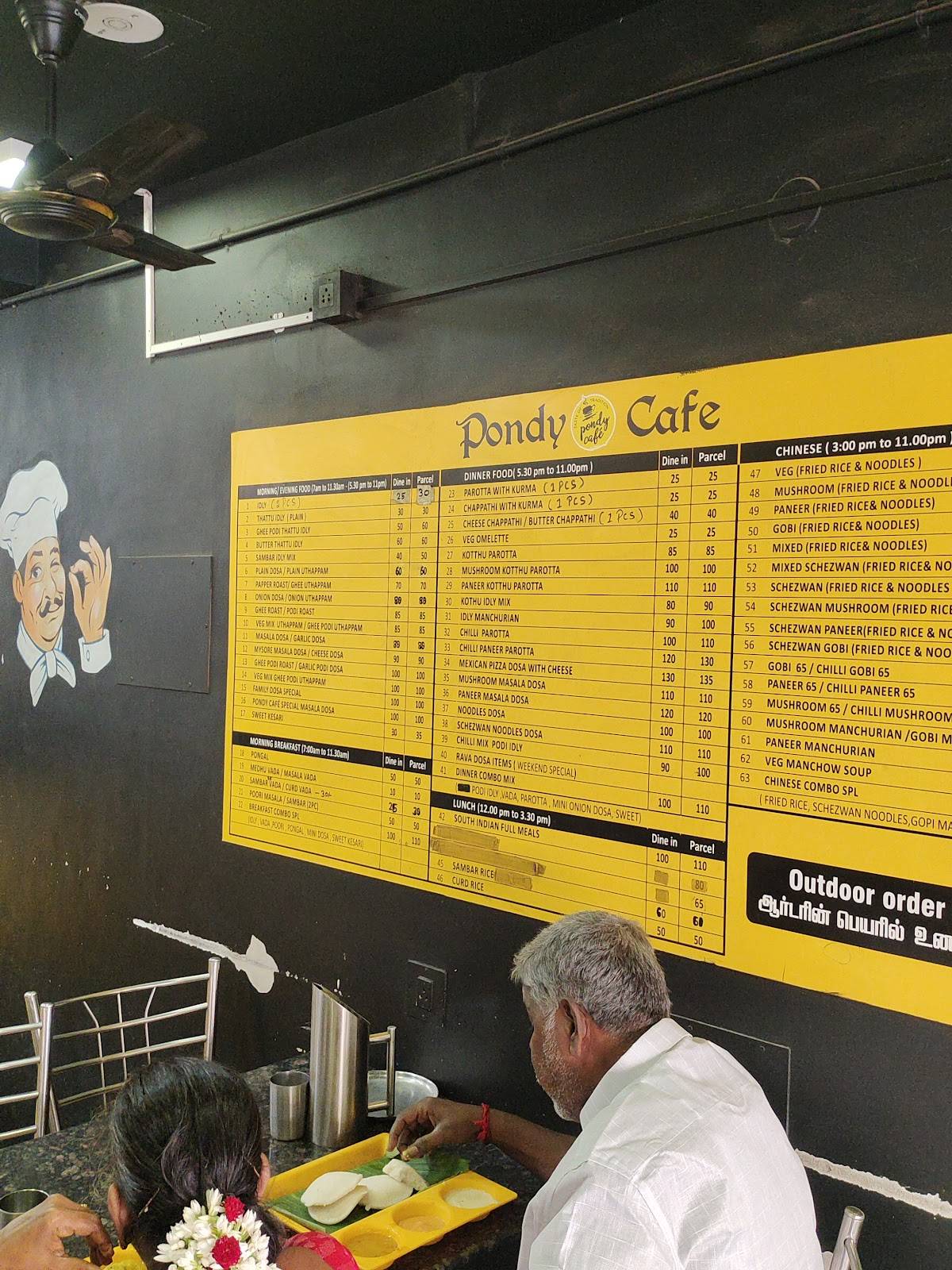 Pondy cafe menu