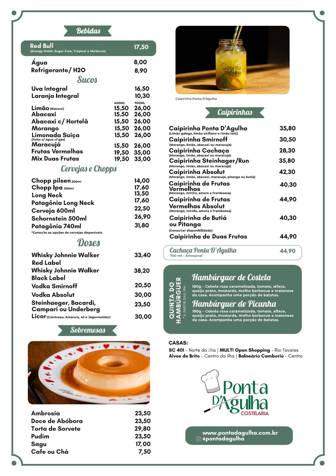 Ponta d'Agulha Costelaria SC 401 cardápio
