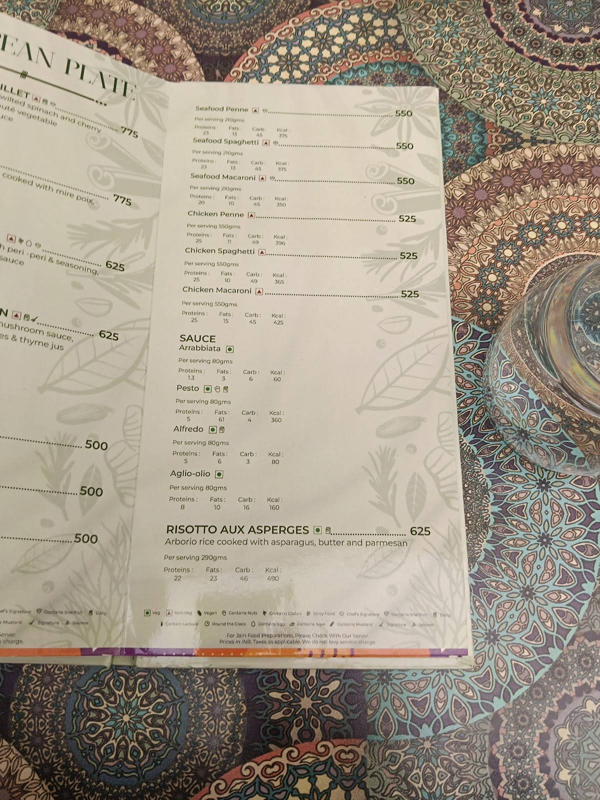 Poolside Cafe menu