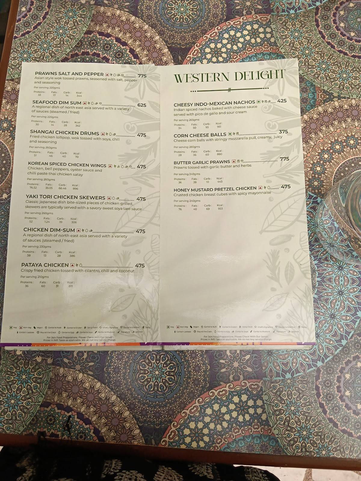 Poolside Cafe menu