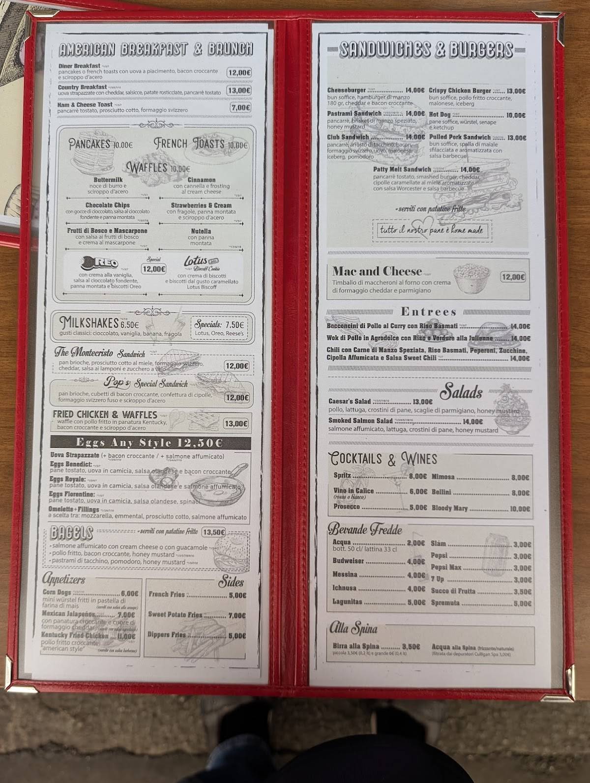 Menu de Pop's Roma
