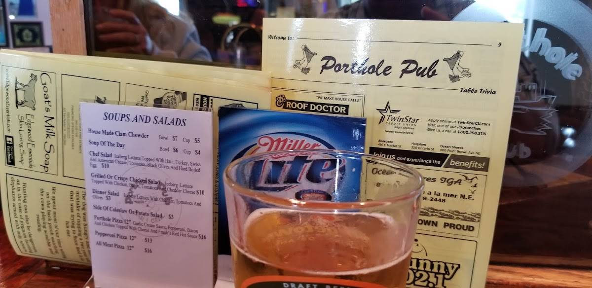 Menu at Porthole Pub Bar & Grill, Ocean Shores