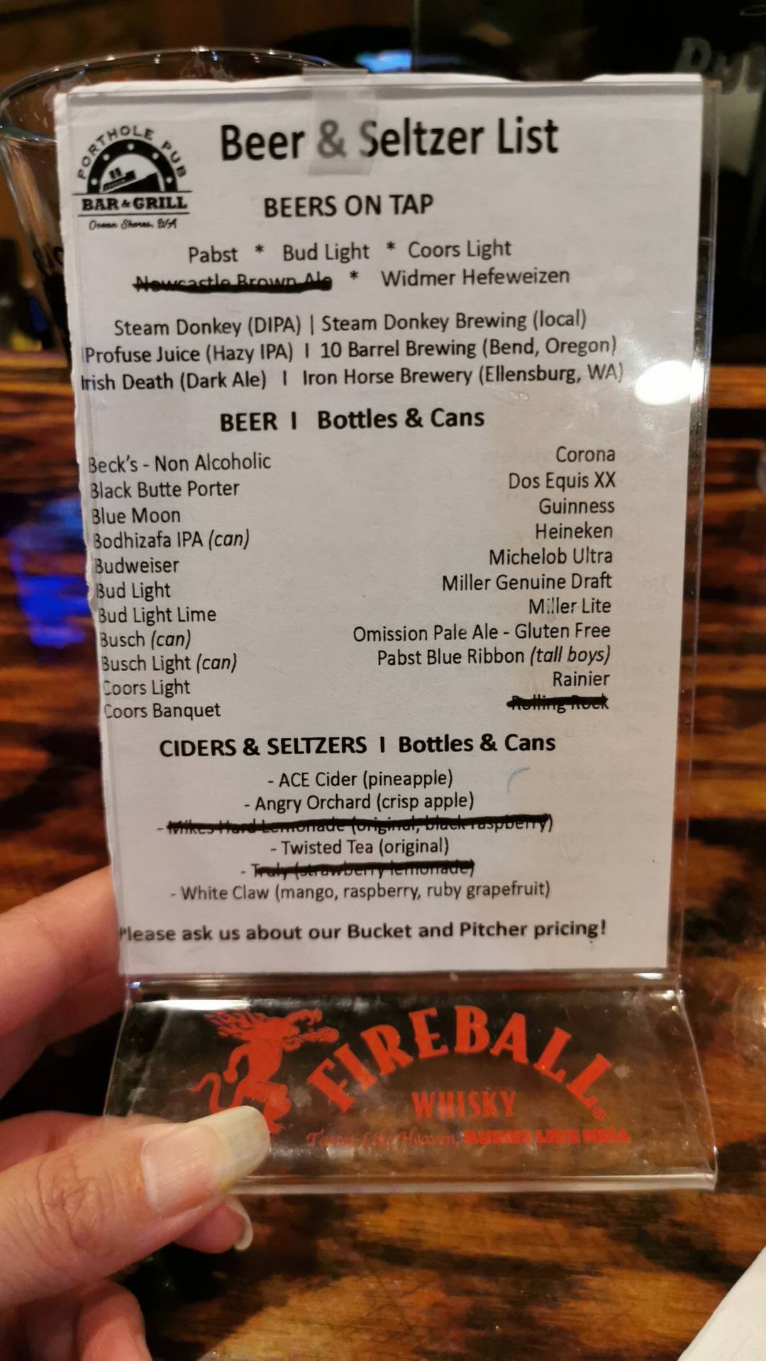 Menu at Porthole Pub Bar & Grill, Ocean Shores