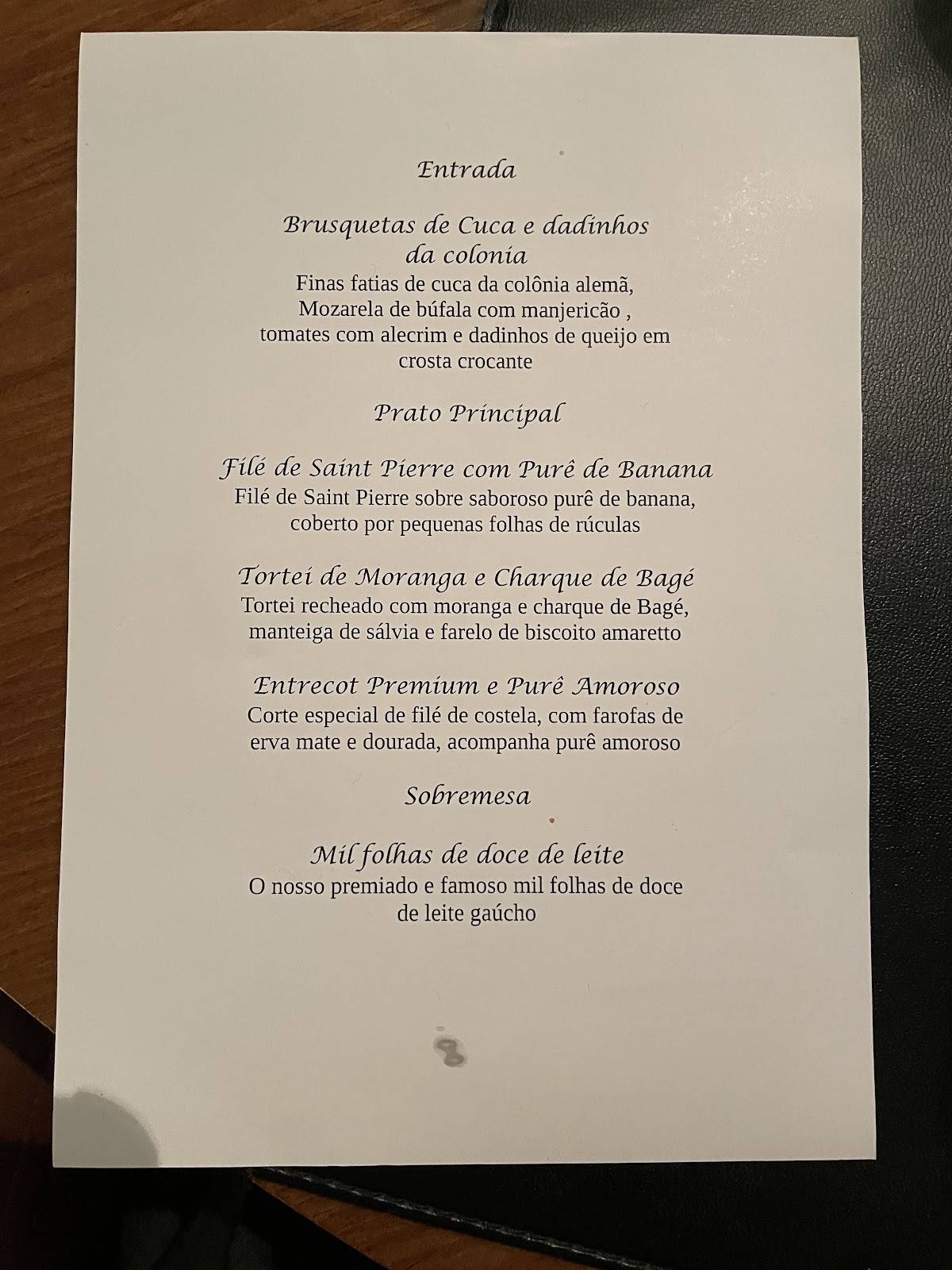 Bah Restaurante cardápio
