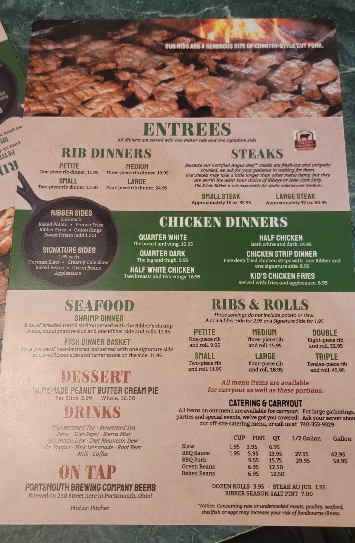 Menu at Scioto Ribber BBQ, Portsmouth