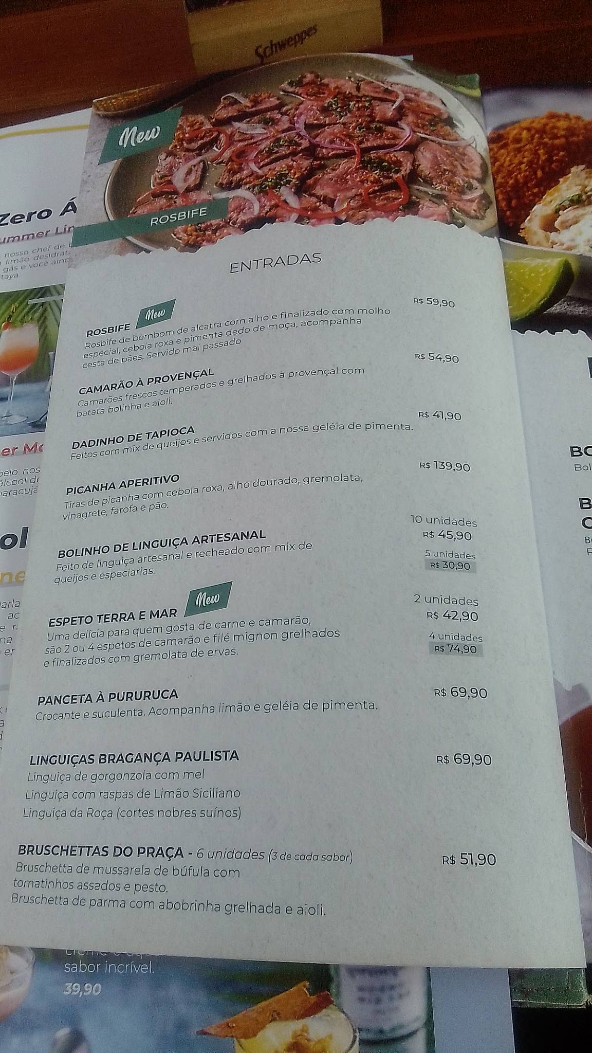 Praça Santa Paula cardápio