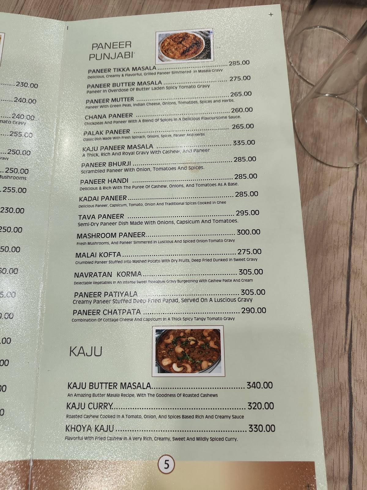 Prasad Restaurant menu