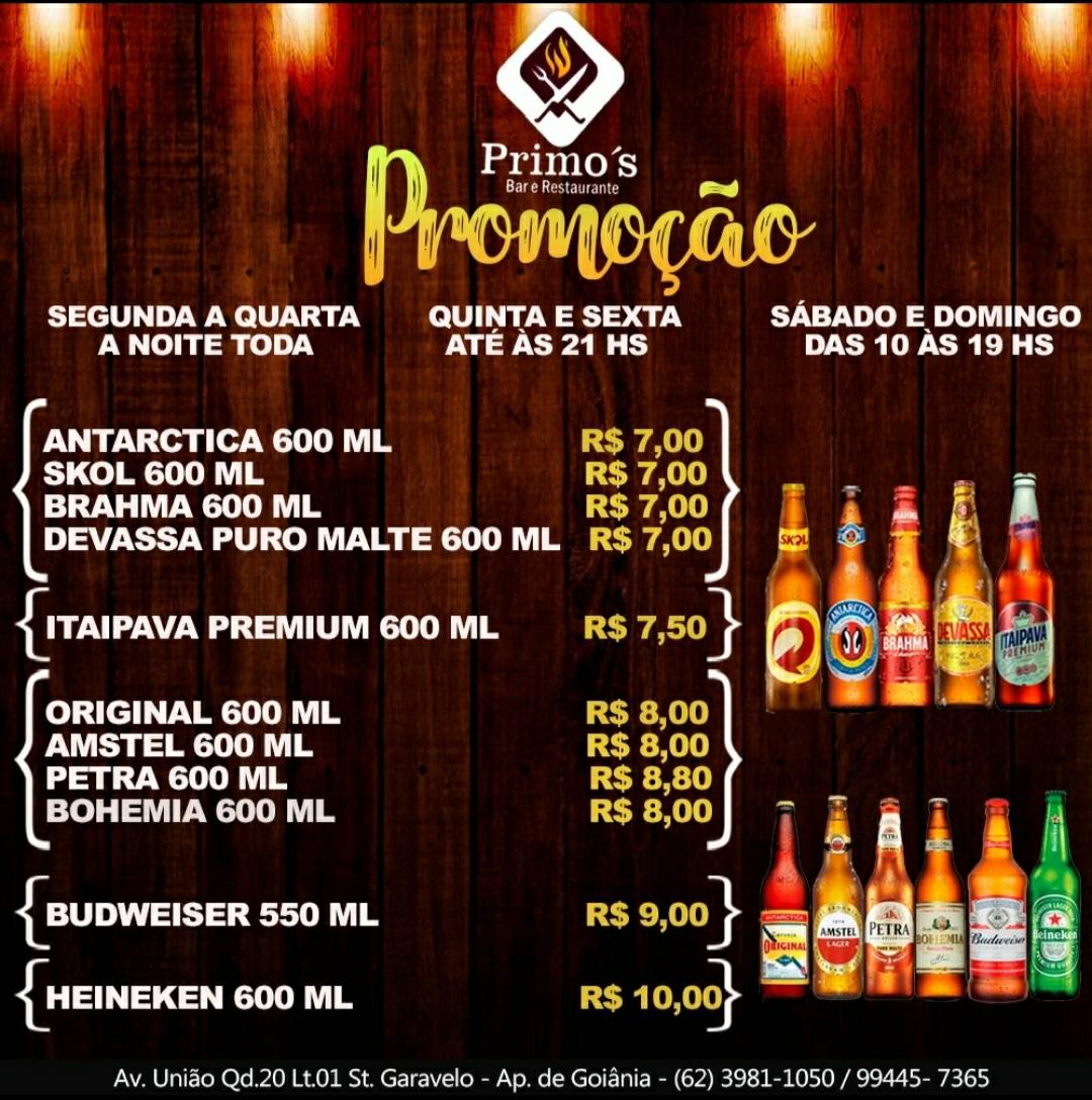 Primo's Bar e Restaurante cardápio