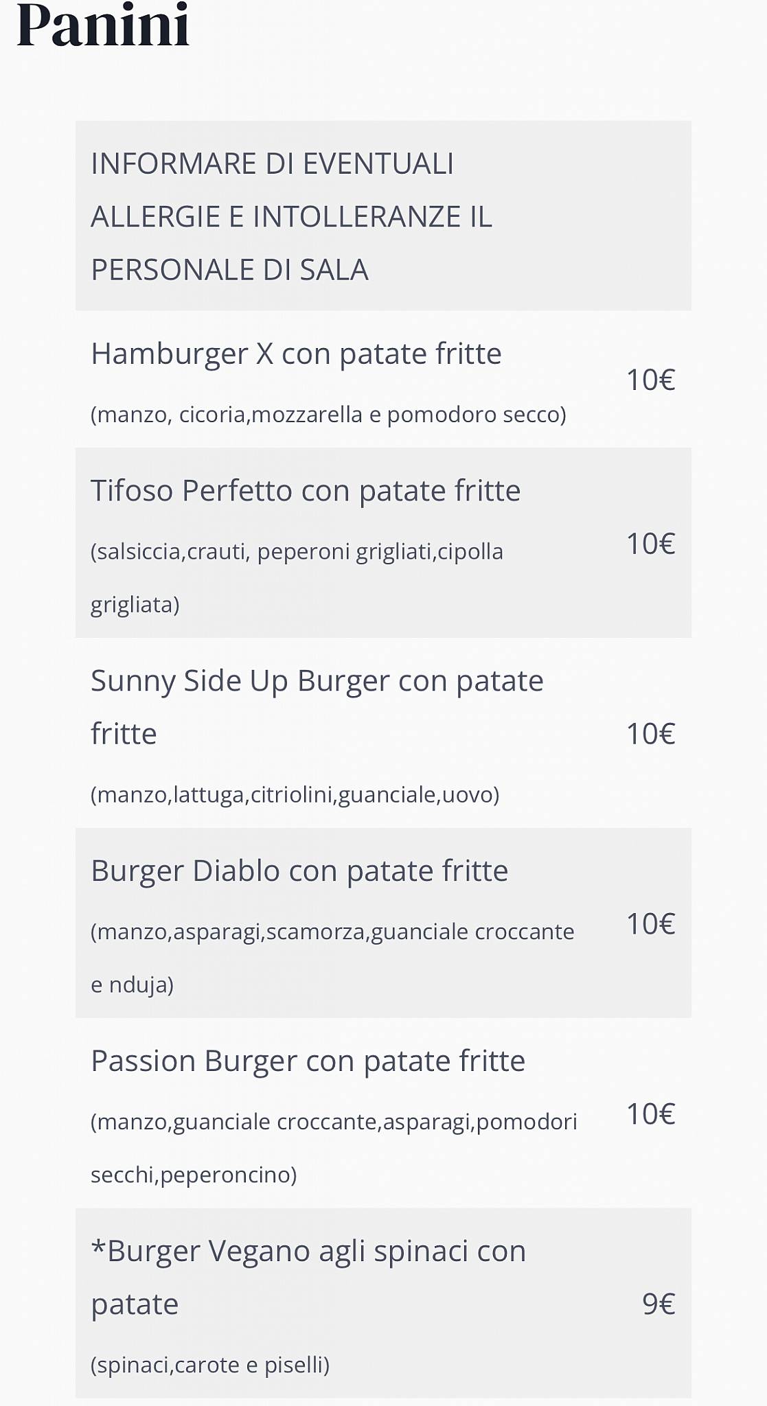 Menu di Pub Four X 