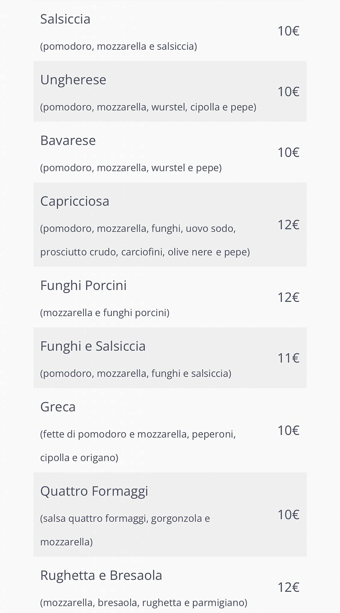 Menu di Pub Four X 
