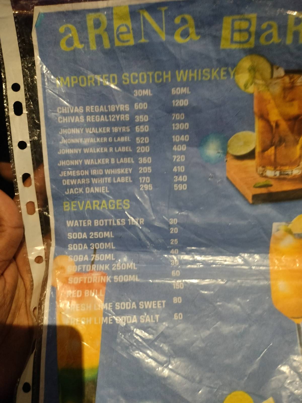 ARENA Restaurant and Bar menu