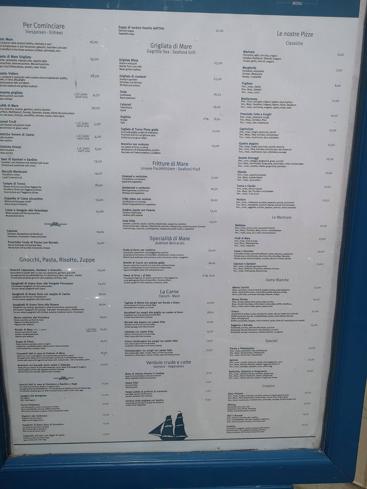 Menu di Al Veliero Caorle Ristorante 