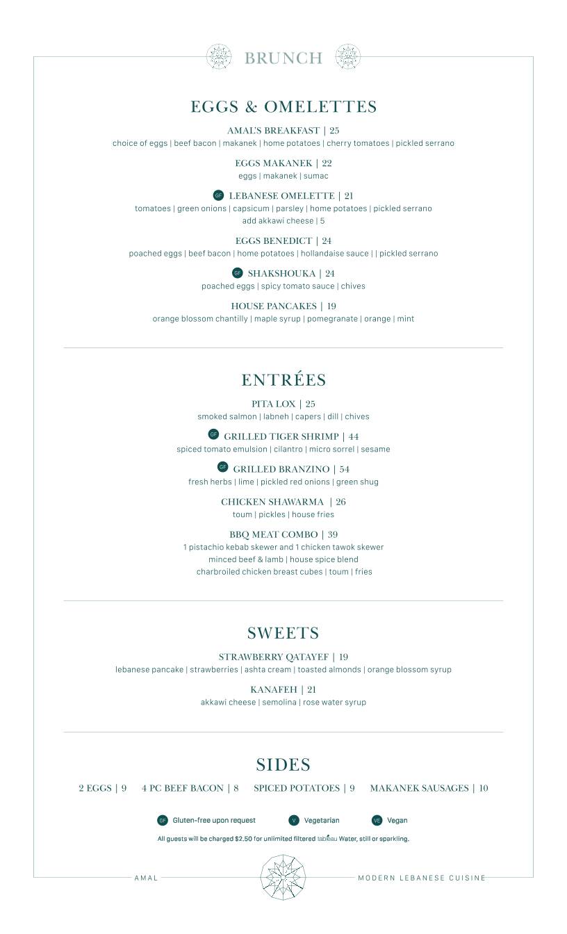 Menu de Amal Toronto