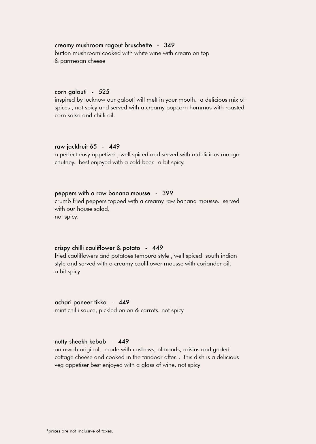 Asvah 24 menu