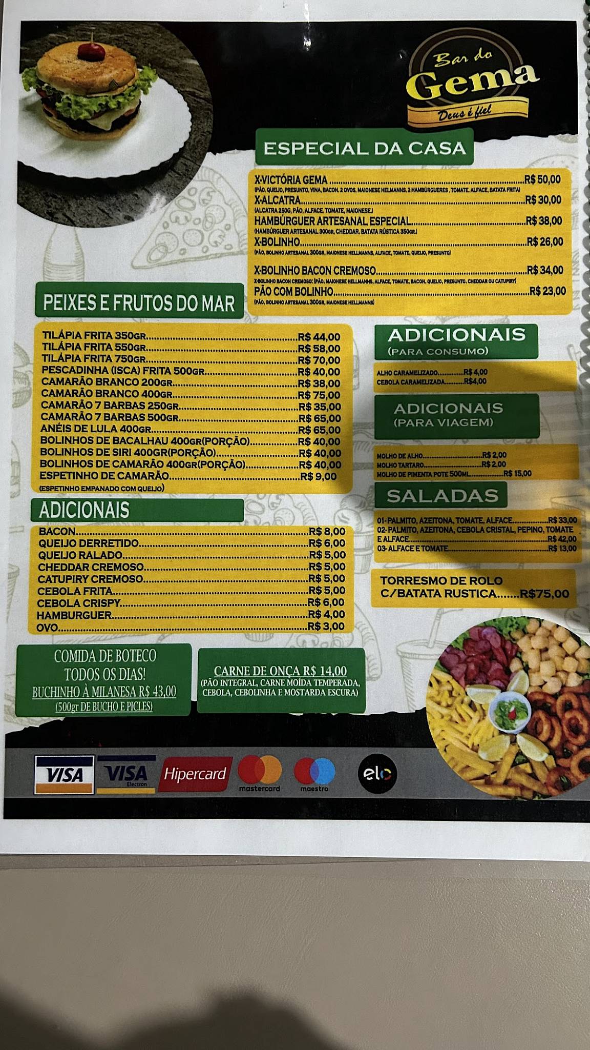 Bar Do Gema cardápio