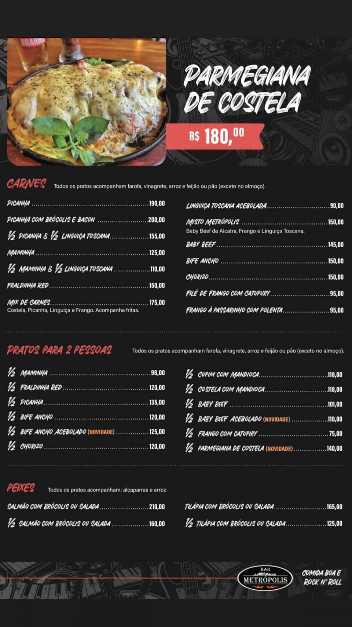 Bar Metrópolis cardápio
