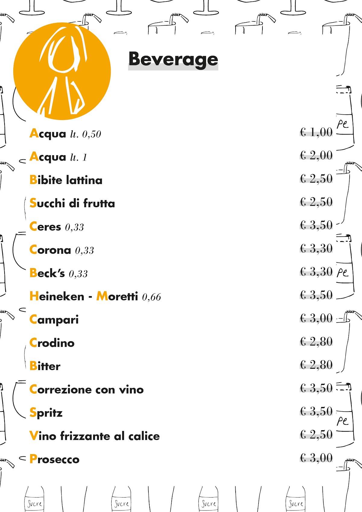 Menu di Bar Sunrise 
