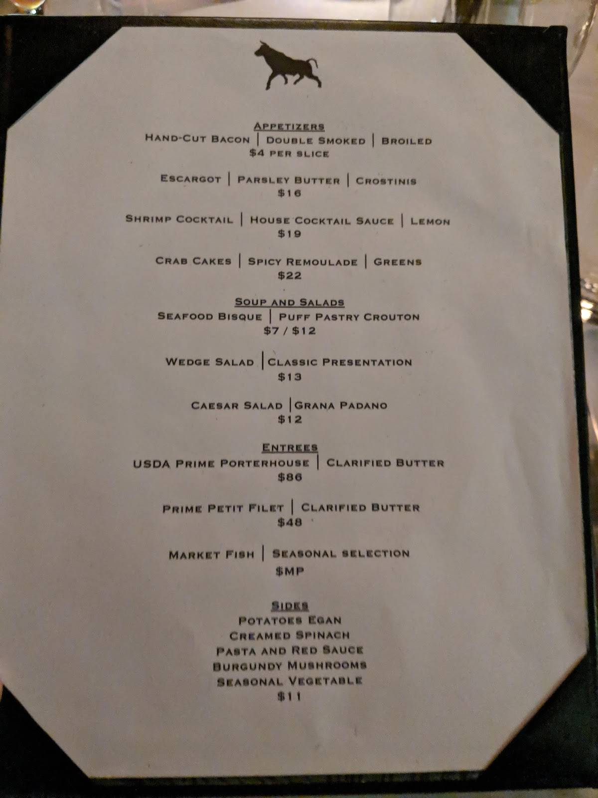 Menu at Bull In The Alley pub & bar, Tulsa