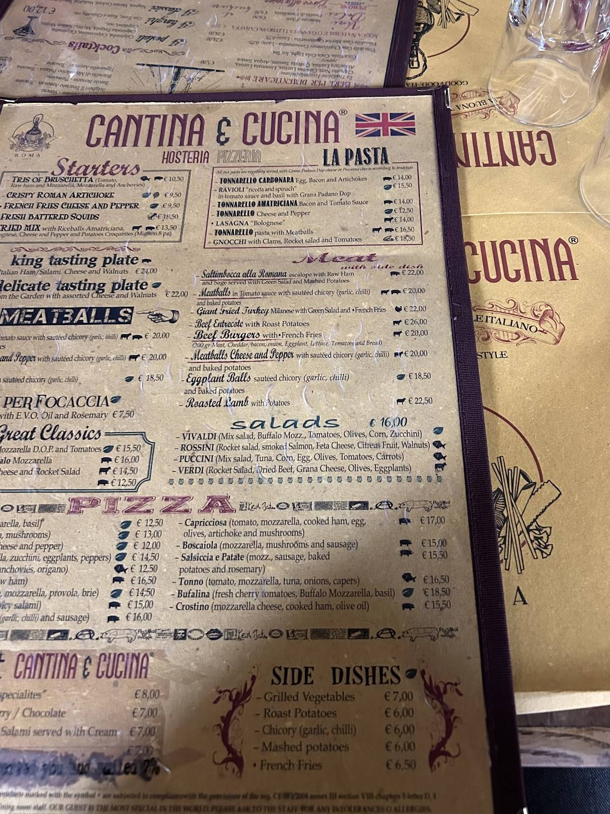Menu di Cantina e Cucina 