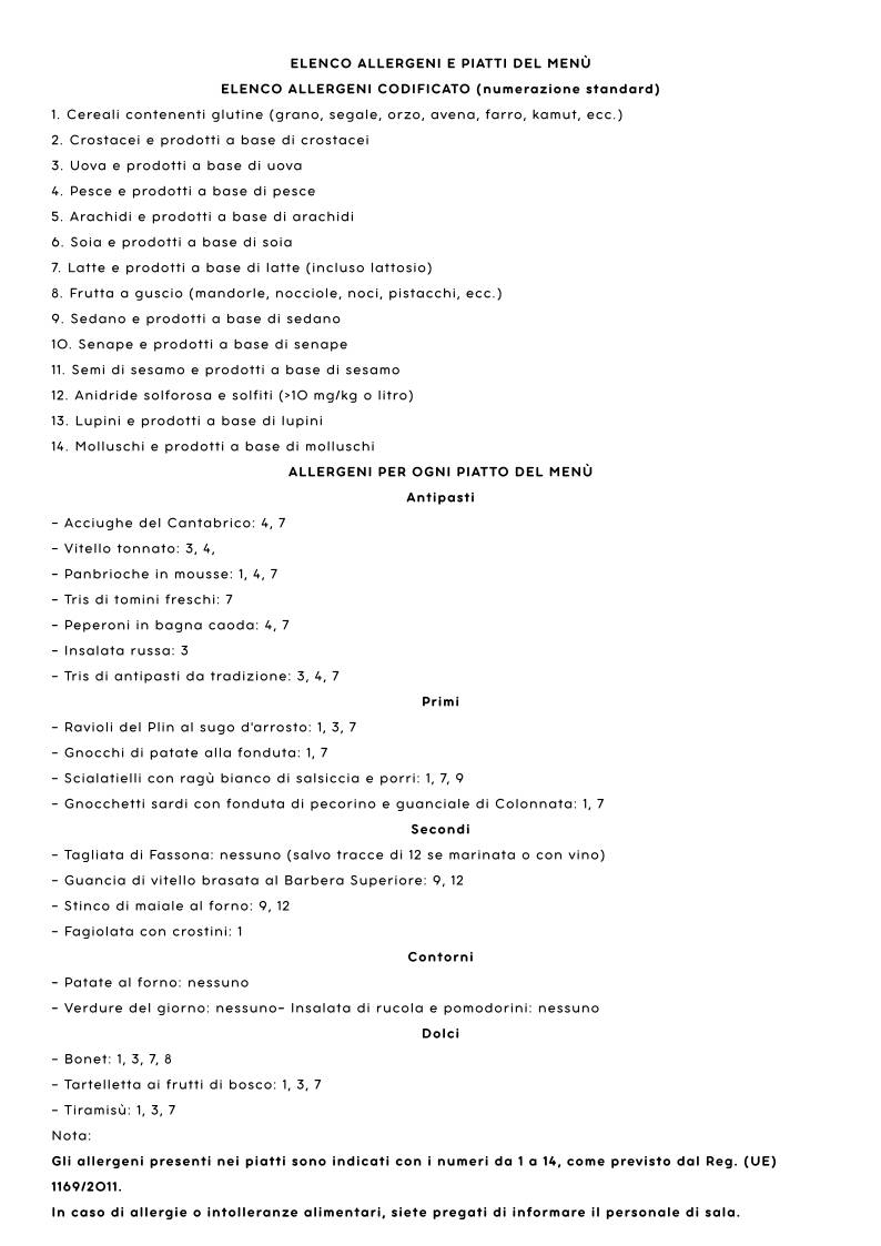 Menu di Da Baffo 