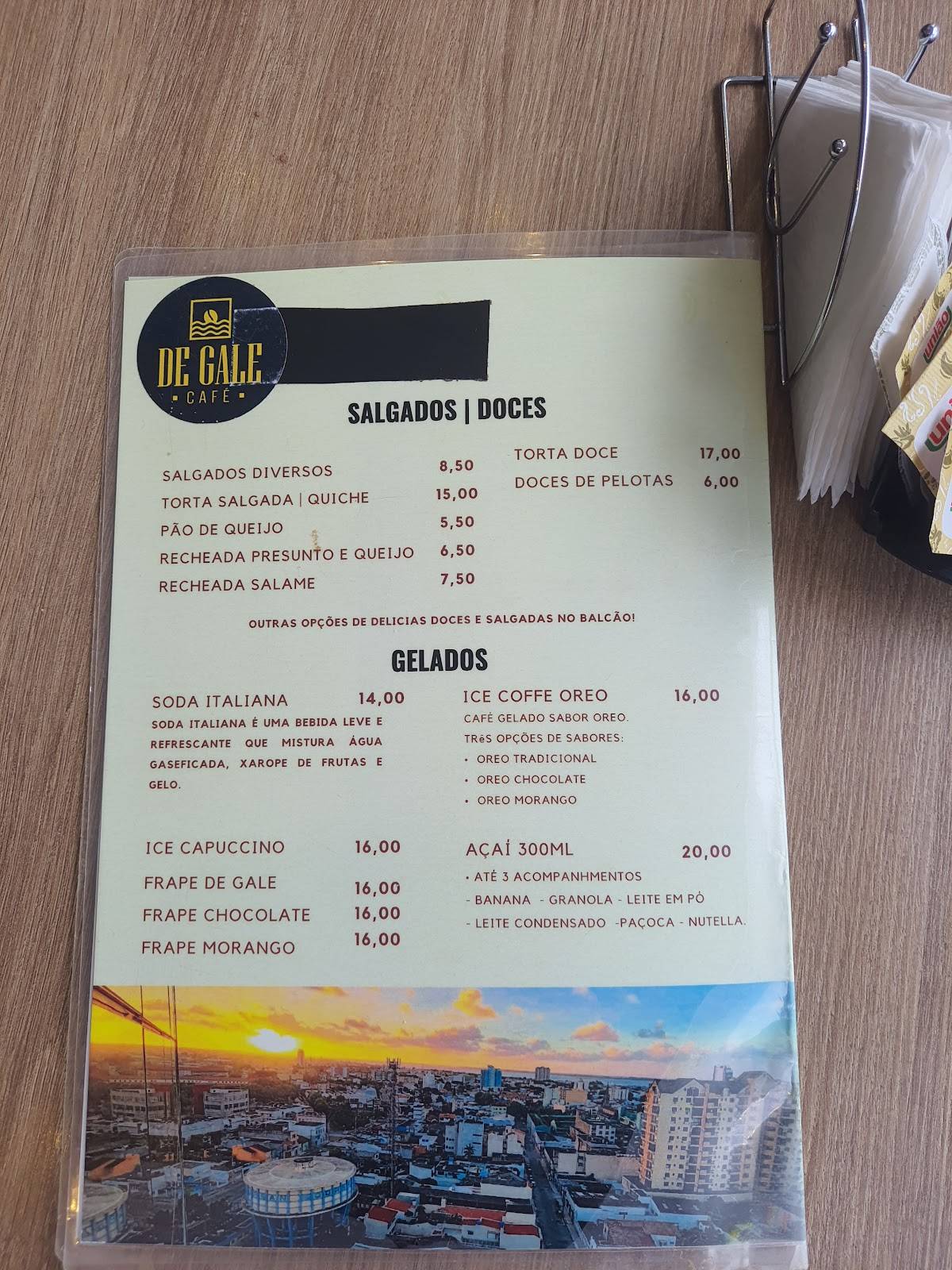 De Gale Café cardápio