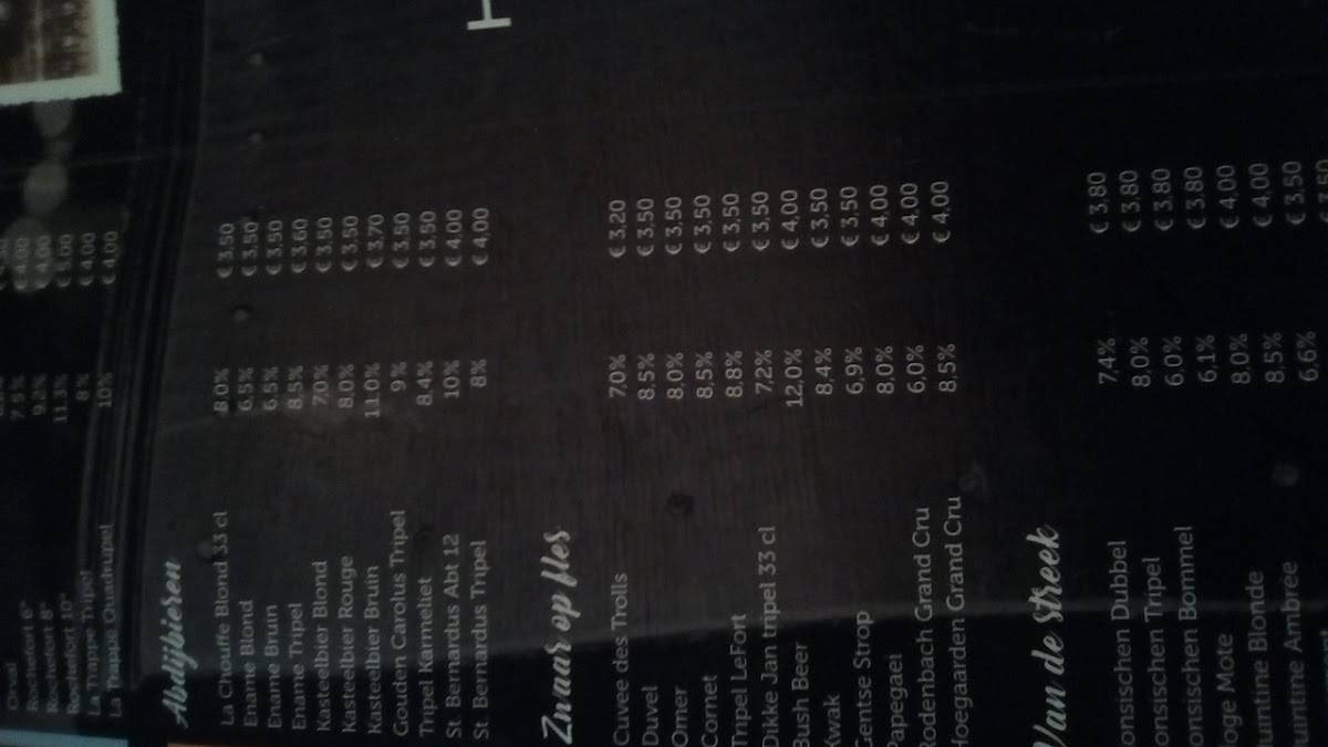 Menu de De Harmonie