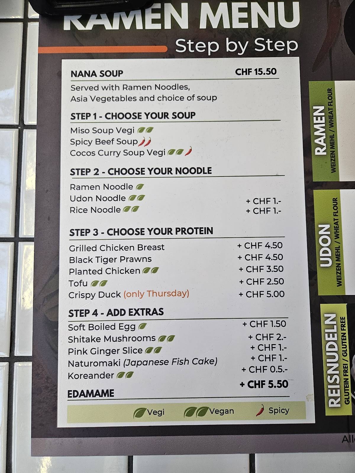 Menu di Freiruum 