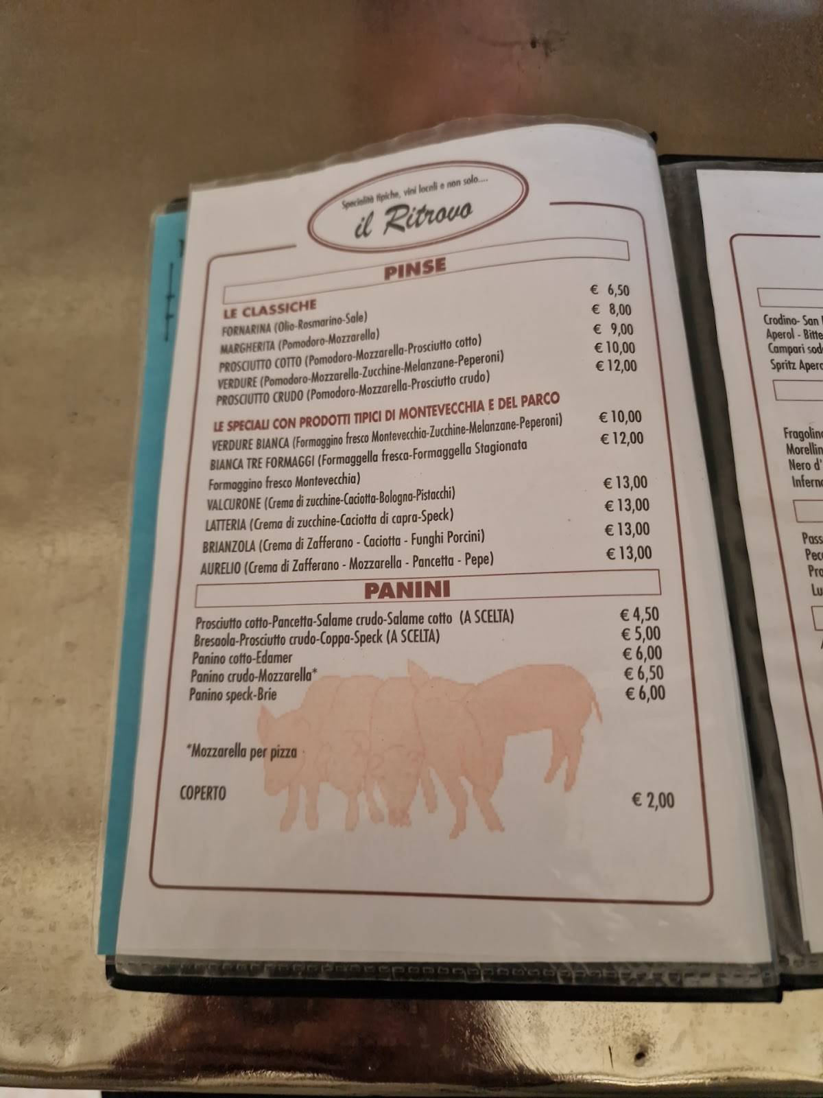 Menu di Il Ritrovo Montevecchia 