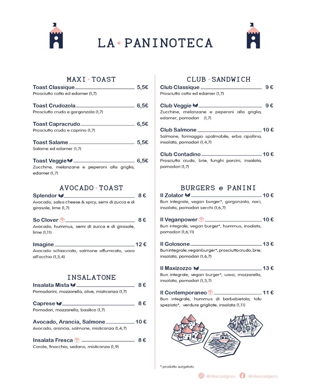 Menu di In Bocca al Gioco 