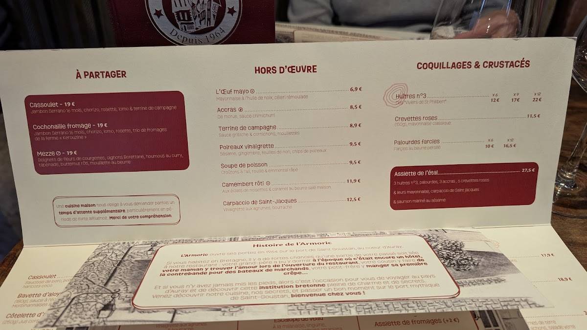Menu de L'Armoric