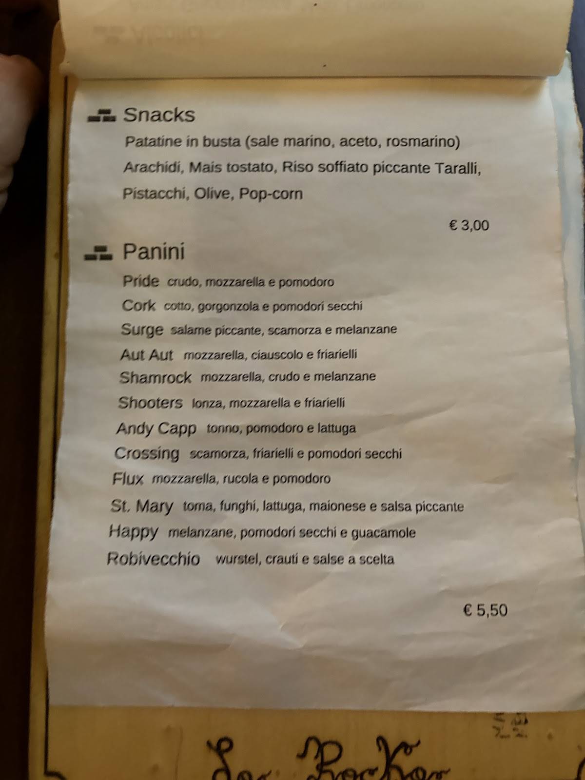 Menu di La Rocka 