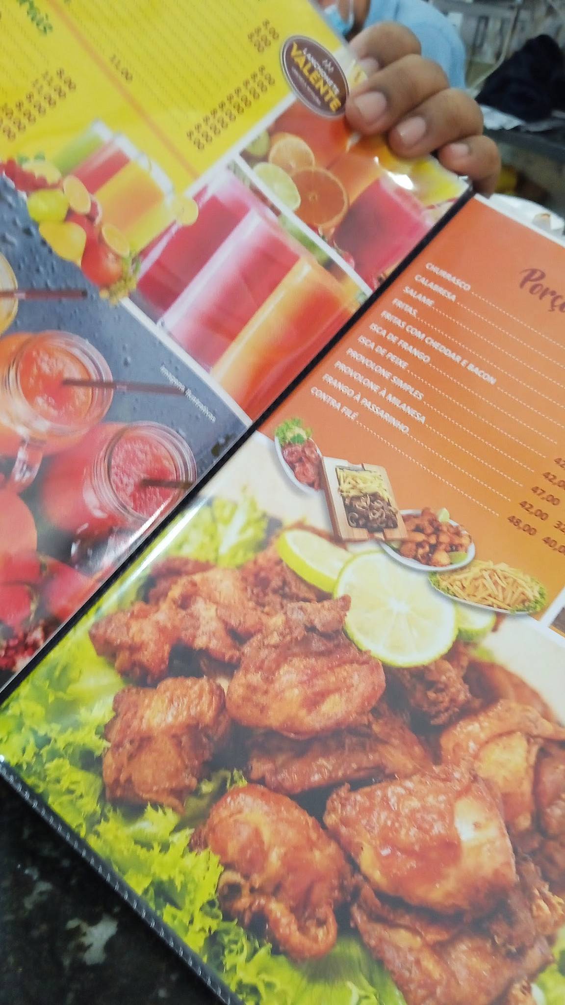 Lanchonete Valente cardápio