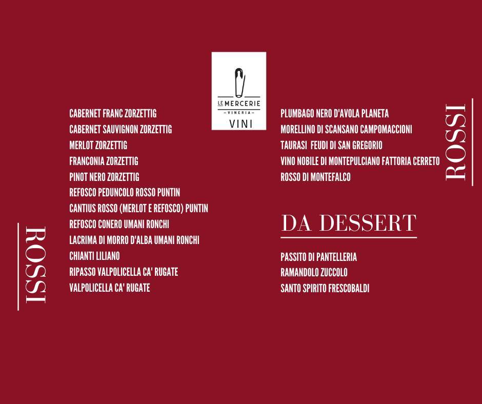 Menu di Le Mercerie 