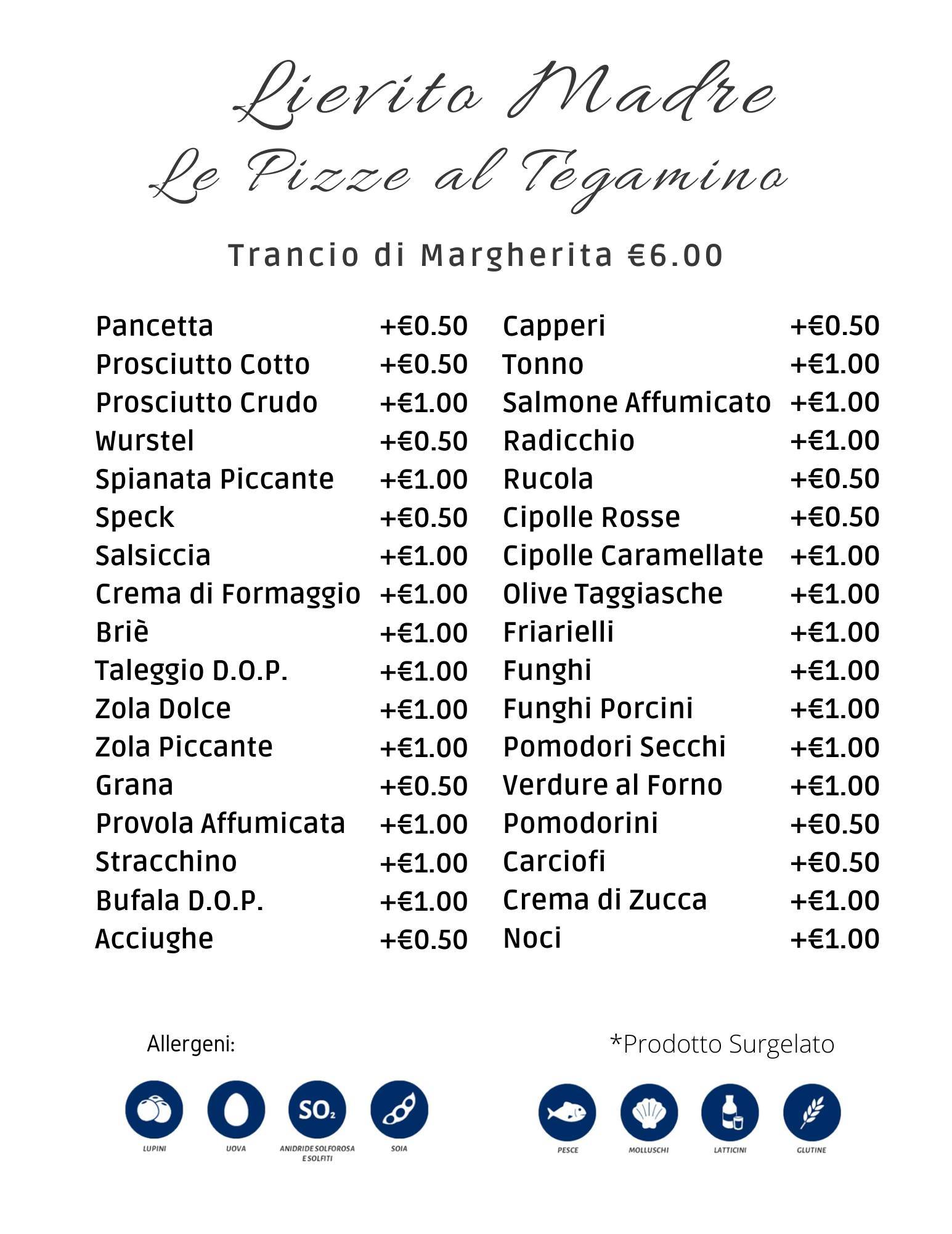 Menu di Lievito Madre