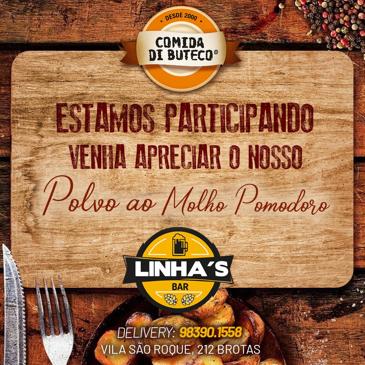 Linhas Bar e Petiscaria cardápio