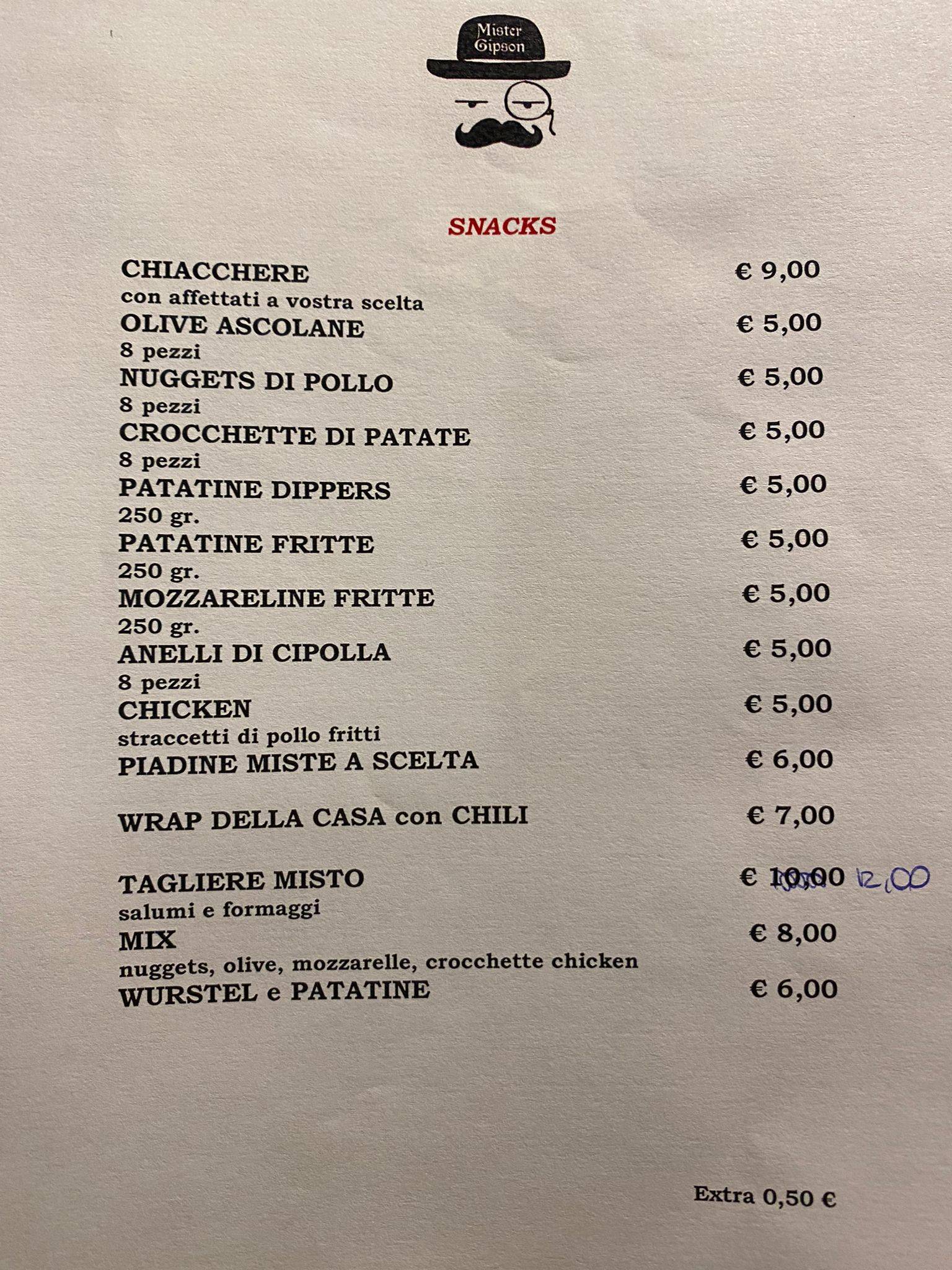 Menu di Mister Gipson Pub 