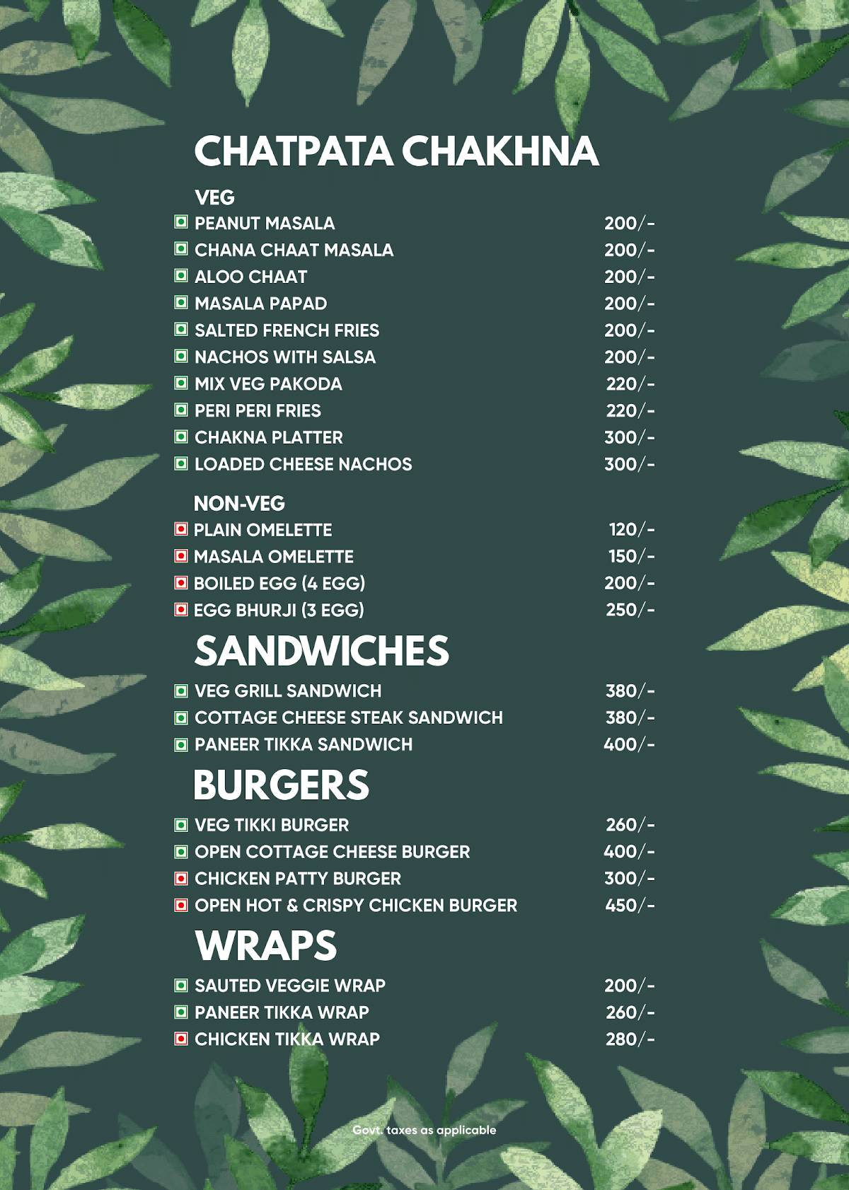 Mood Makers Restro Bar menu