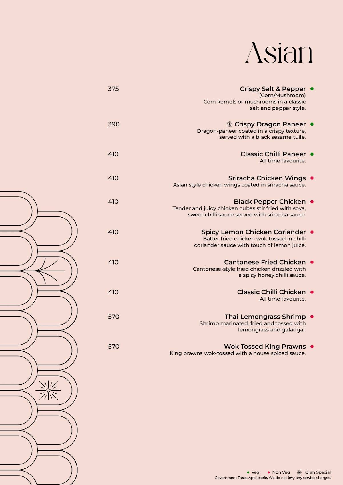 Orah Brew Garden menu