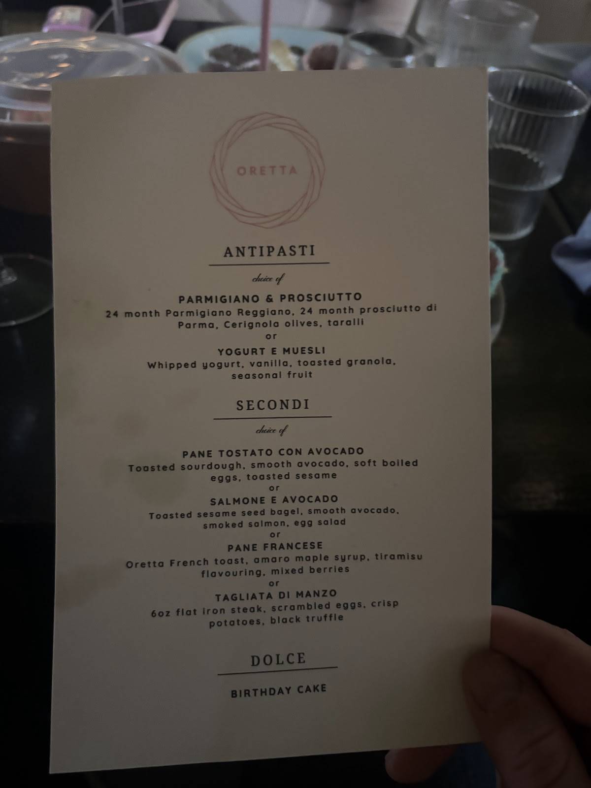 Menu de Oretta King West